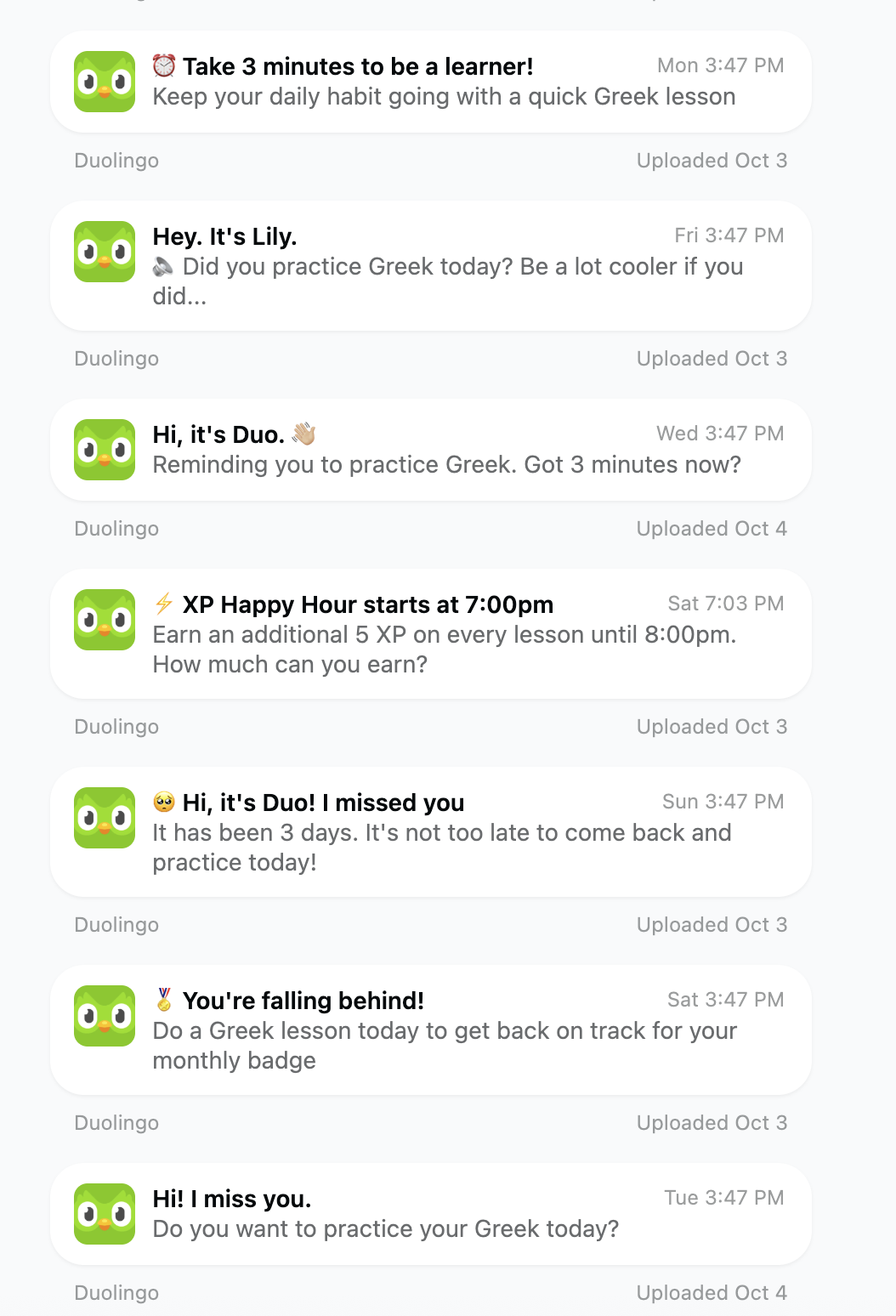 Duolingo app screen
